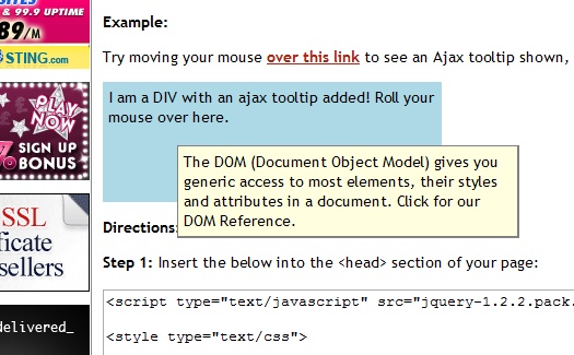 Cut & Paste Ajax Tooltip