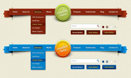 21 Free High Quality Navigation Menu PSD