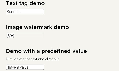 Watermarks for inputfields jquery form plugin
