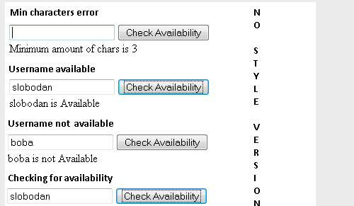 Checking username availabilitywith ajax jQuery form plugin