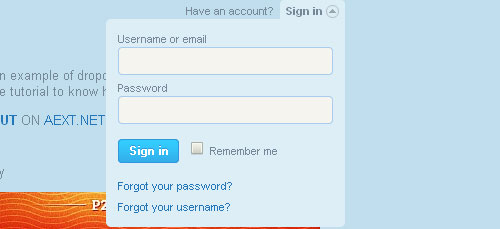 Perfect signin dropdown box like Twitter jQuery form plugin