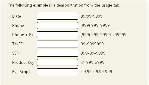 Masked Input jquery form plugin