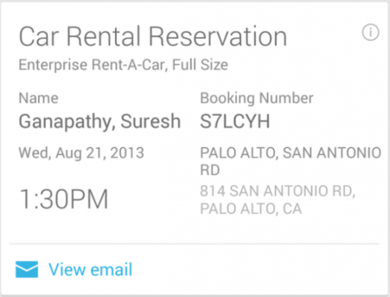 һҵGoogle Now ⳵ƱϢ