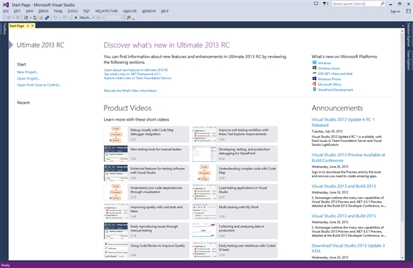 ΢Visual Studio 2013 ʼҳ