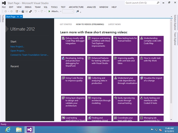 ΢Visual Studio 2013 ʼҳ