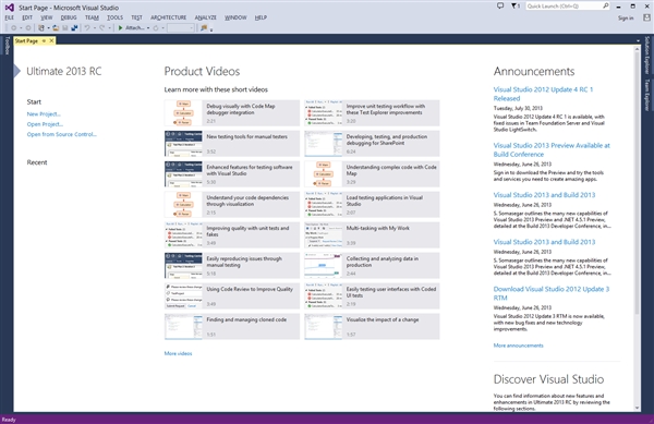 ΢Visual Studio 2013 ʼҳ