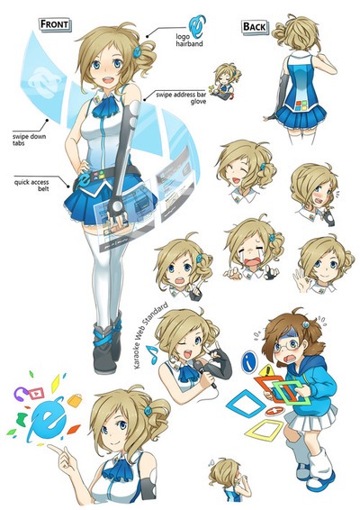 Internet Explorer 官方动漫形象:IE 娘蓝泽祈 Internet Explorer 官方动漫形象:IE 娘蓝泽祈