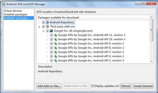 Android SDK and AVD Manager