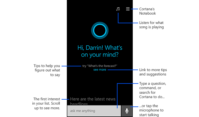 Windows Phone 8.1  Cortana վ