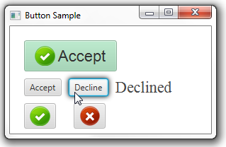 Buttons with graphical icons and text captions