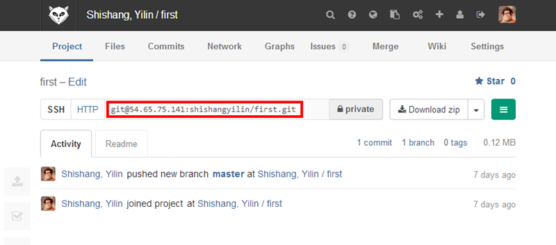 Shishang  Yilin   first   GitLab