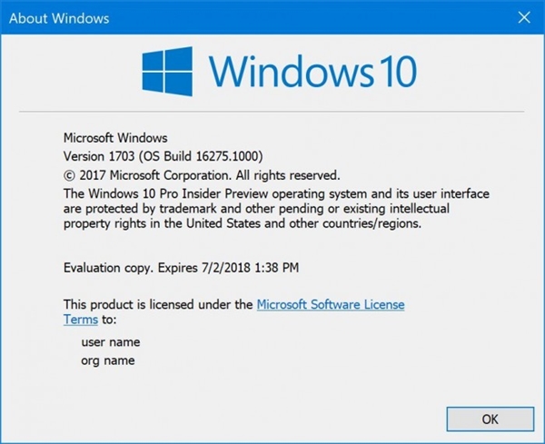 Windows 10 ° 16275  Bgu
